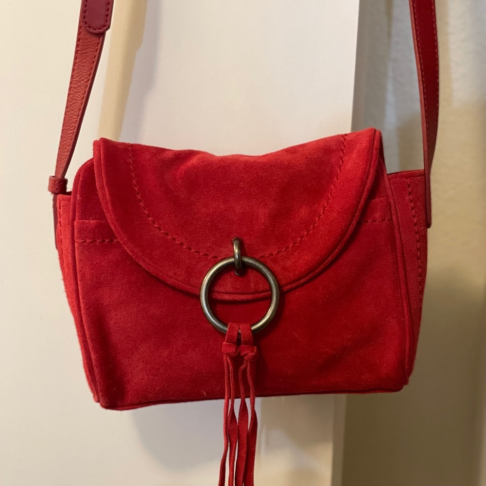 Lucky Brand - Suede Leather Red Small Crossbody - Picture 4 of 15